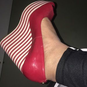 Red patent leather Michael Kors wedges